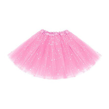 10X Gonne Tutu per Ragazze Abiti da Principessa con Paillettes Scintillanti Stelle 3 Strati Gonna Tutu nel Tulle per Bambini Danza Classica,Rosa