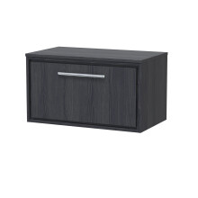 Longnor 1 Drawer Wall Hung Vanity Unit with Worktop, Woodgrain Graphite Grey, 800mm