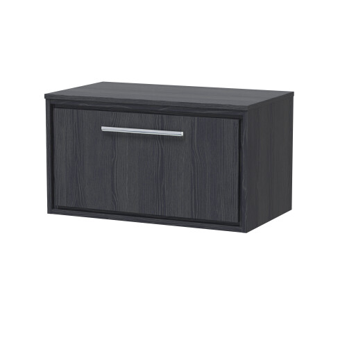 Balterley Longnor 1 Drawer Wall Hung Vanity Unit with Worktop, Woodgrain Graphite Grey, 800mm