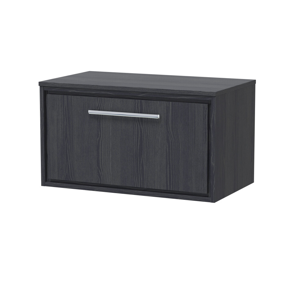 Balterley Longnor 1 Drawer Wall Hung Vanity Unit With Worktop, Woodgrain Graphite 800Mm Grey