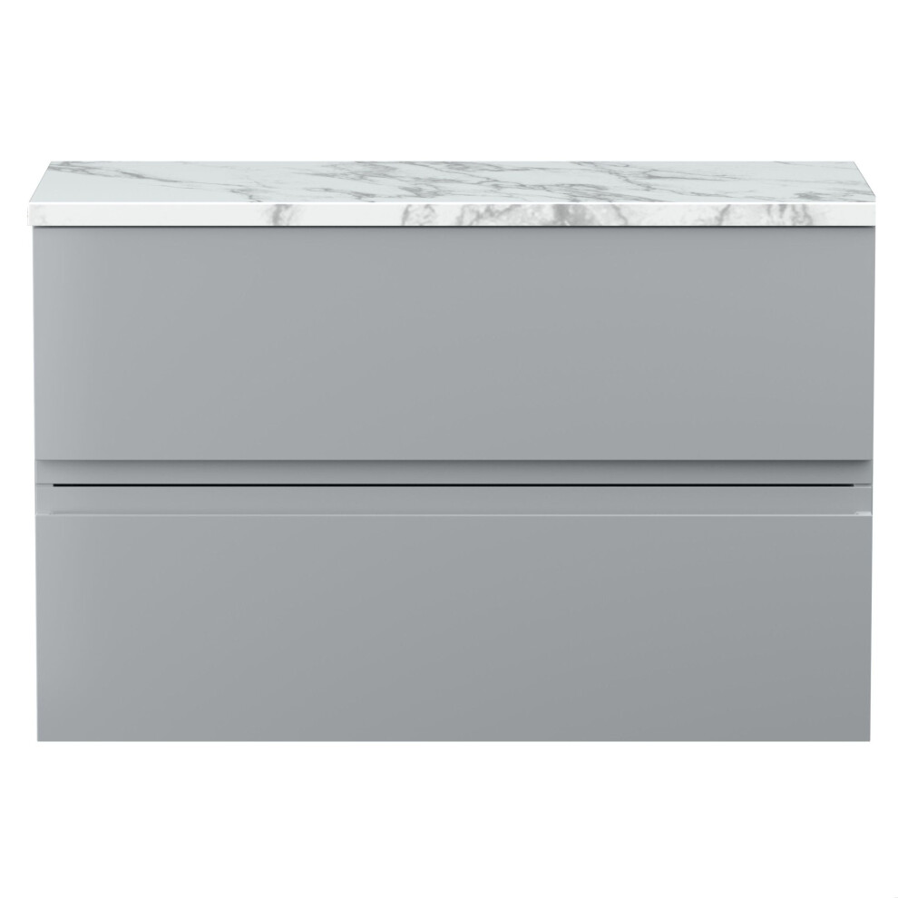 Balterley Mavesyn Contemporary 2 Drawer Wall Hung Vanity Unit With Laminate Worktop, Satin 800Mm Grey
