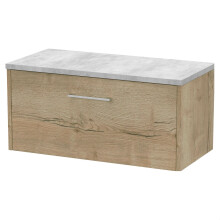 Winshill Contemporary 1 Drawer Wall Hung Vanity Unit with Laminate Worktop, Light Oak, 800mm