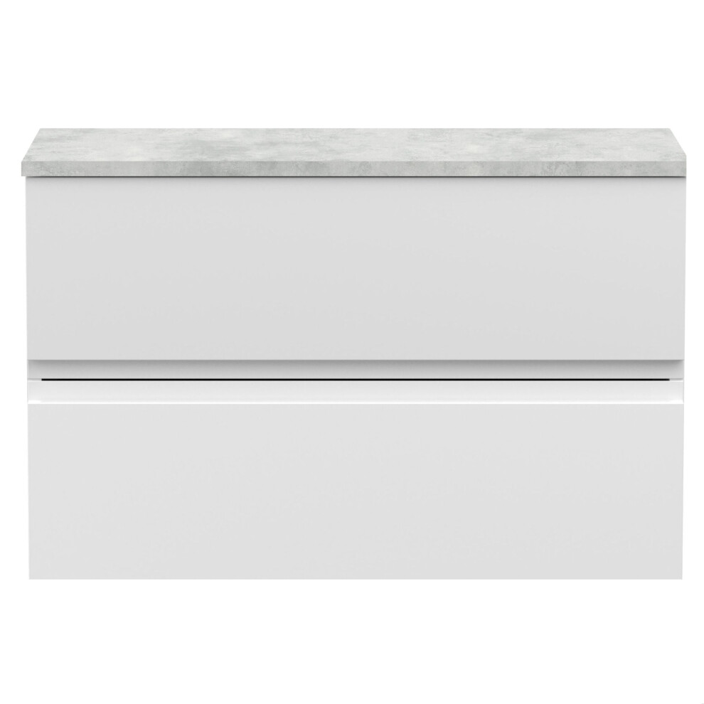 Balterley Mavesyn Contemporary 2 Drawer Wall Hung Vanity Unit With Laminate Worktop, Satin 800Mm White