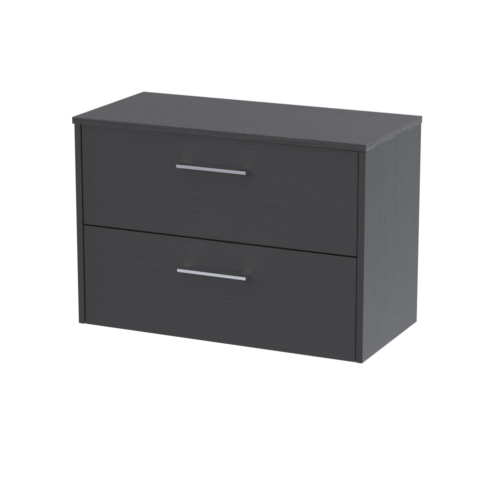 Balterley Winshill Contemporary 2 Drawer Wall Hung Vanity Unit With Worktop, Woodgrain Dark 800Mm Grey