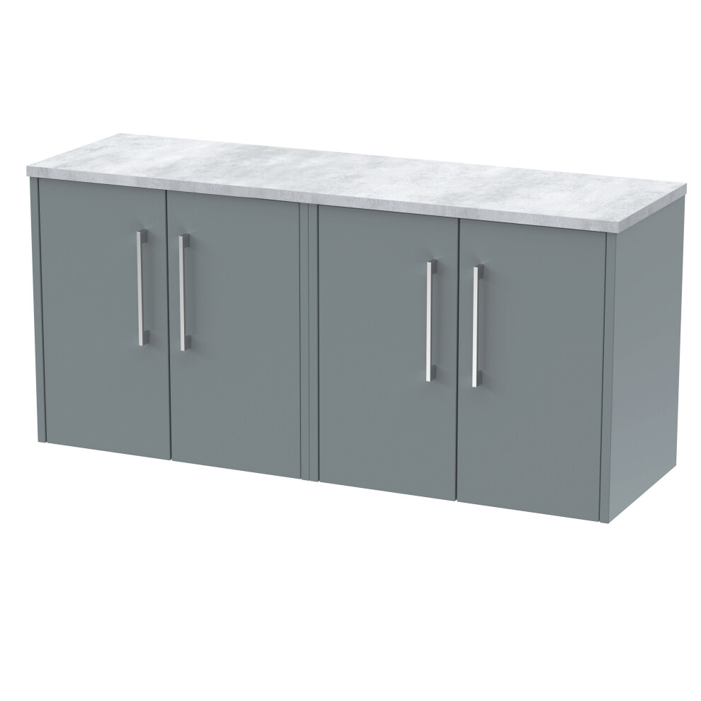Balterley Winshill Contemporary 2 Door Wall Hung Vanity Unit With Laminate Worktop, 1200Mm Grey