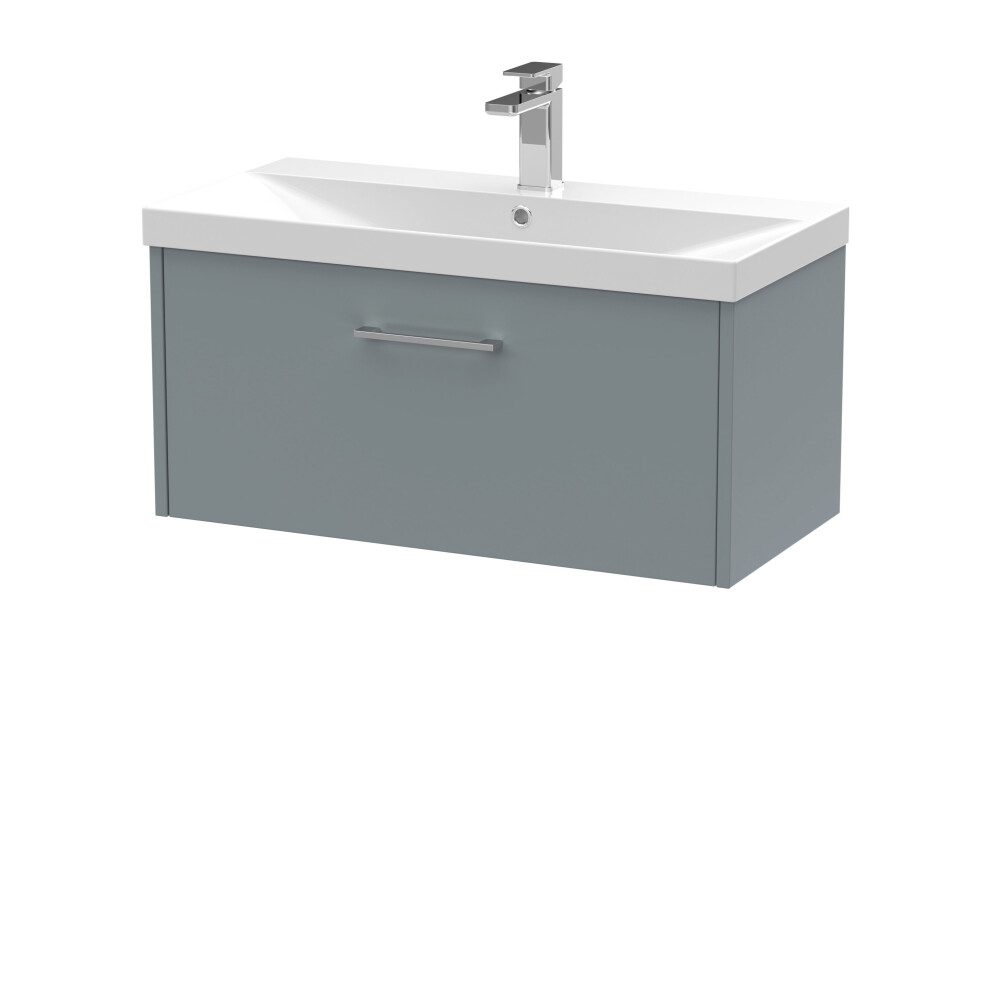 Balterley Winshill Contemporary 1 Drawer Wall Hung Vanity Unit With Thin Edge Basin, Grey, 800Mm