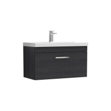 Millwich Contemporary 1 Drawer Wall Hung Vanity Unit with Thin Edge Basin, Charcoal Black, 800mm