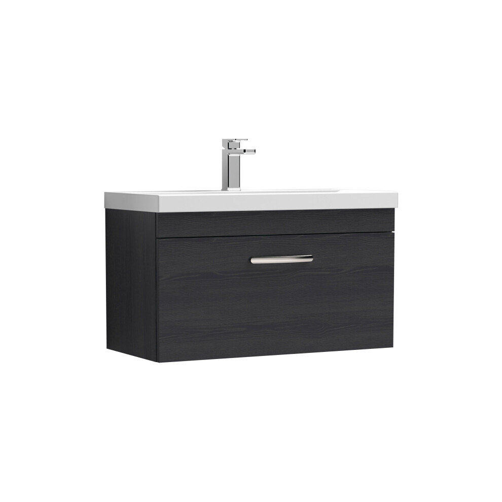 Balterley Millwich Contemporary 1 Drawer Wall Hung Vanity Unit With Thin Edge Basin, Charcoal 800Mm Black