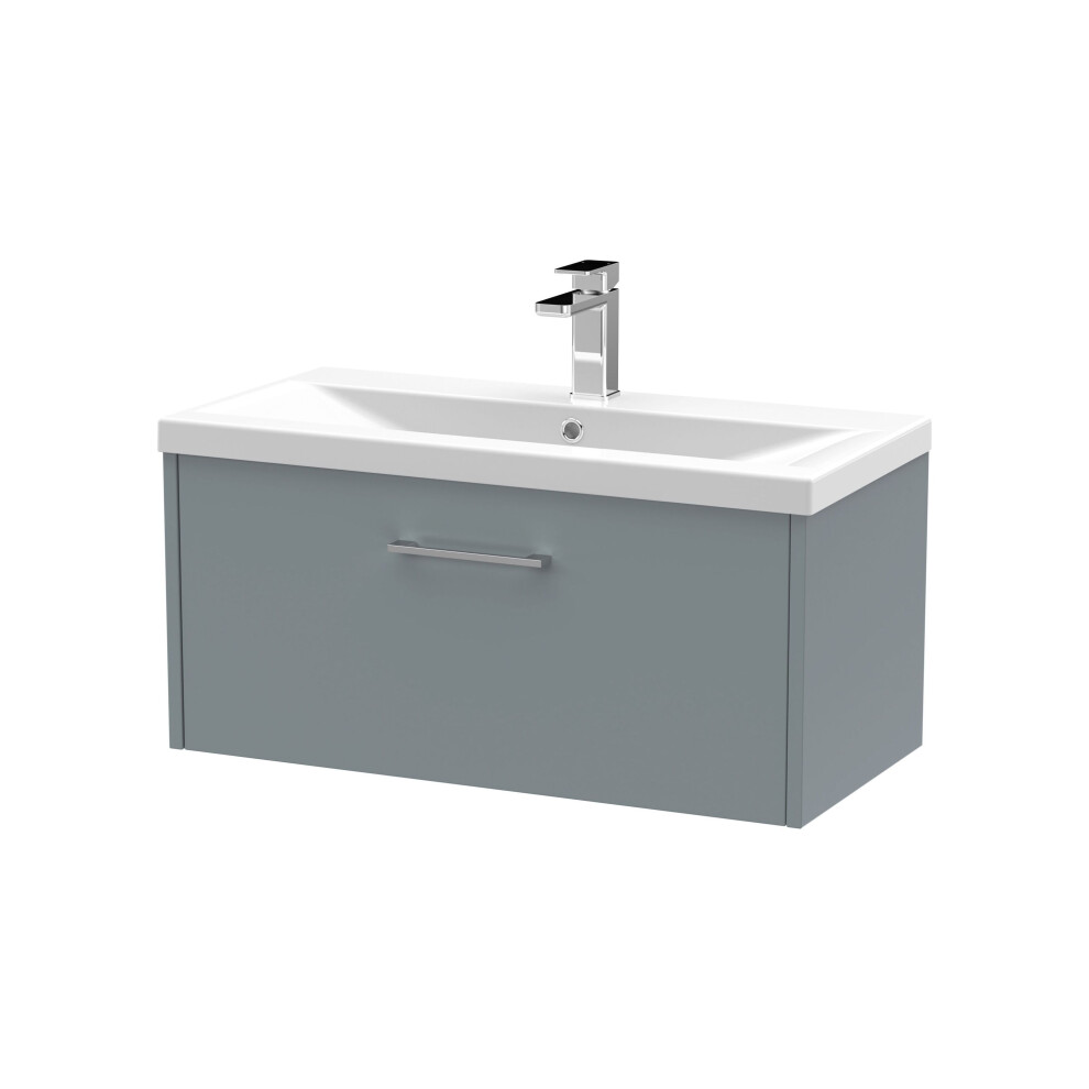 Balterley Winshill Contemporary 1 Drawer Wall Hung Vanity Unit With Mid-Edge Basin, Grey, 800Mm