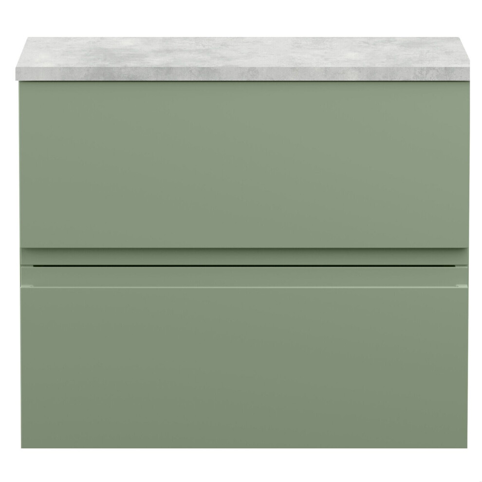 Balterley Mavesyn Contemporary 2 Drawer Wall Hung Vanity Unit With Laminate Worktop, Satin 600Mm Green