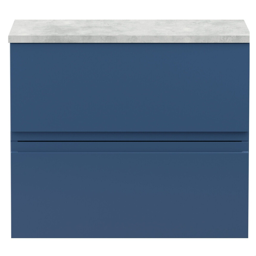 Balterley Mavesyn Contemporary 2 Drawer Wall Hung Vanity Unit With Laminate Worktop, Dark 600Mm Blue