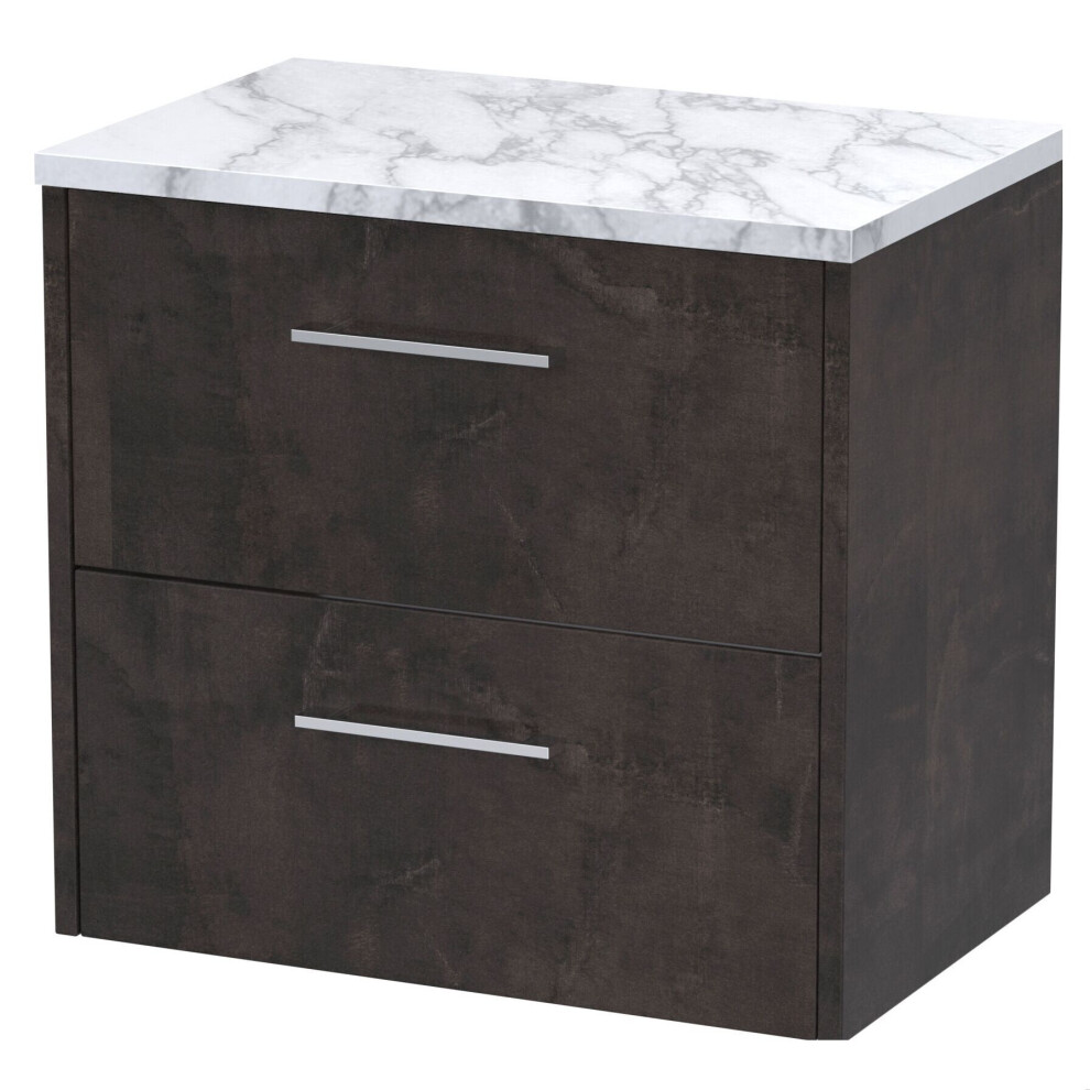 Balterley Winshill Contemporary 2 Drawer Wall Hung Vanity Unit With Laminate Worktop, 600Mm Grey