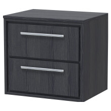 Longnor 2 Drawer Wall Hung Vanity Unit with Worktop, Woodgrain Graphite Grey, 600mm