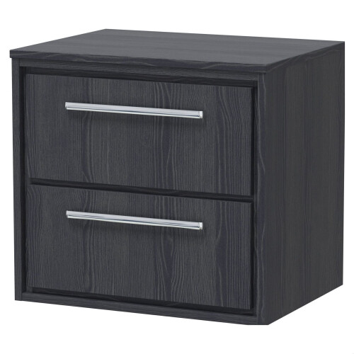 Balterley Longnor 2 Drawer Wall Hung Vanity Unit with Worktop, Woodgrain Graphite Grey, 600mm