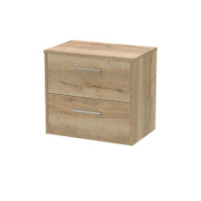 Winshill Contemporary 2 Drawer Wall Hung Vanity Unit with Worktop, Light Oak, 600mm
