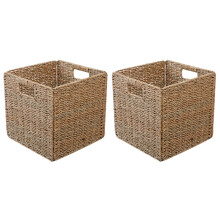 2X Cestino Portaoggetti da Cucina Nel Tessuto Seagrass per Fattoria con Maniglie per Armadi, Dispensa, Bagno, Lavanderia