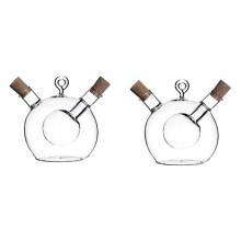 2X Oliven Öl und Essig Spender 2 Im 1 Küchen Glas Flasche Öl- und Essig Flasche mit Kork Verschluss