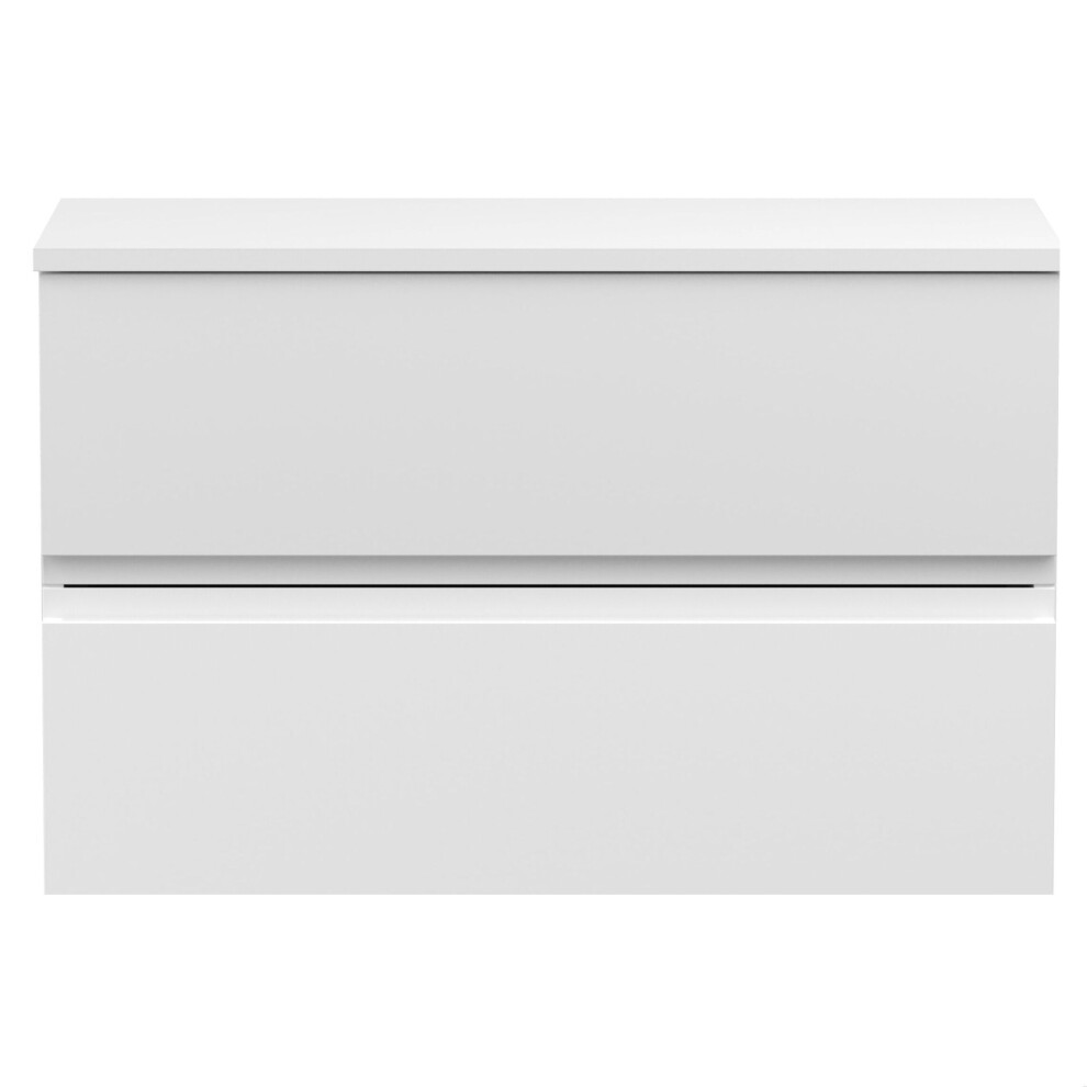 Balterley Mavesyn Contemporary 2 Drawer Wall Hung Vanity Unit With Worktop, Satin 800Mm White