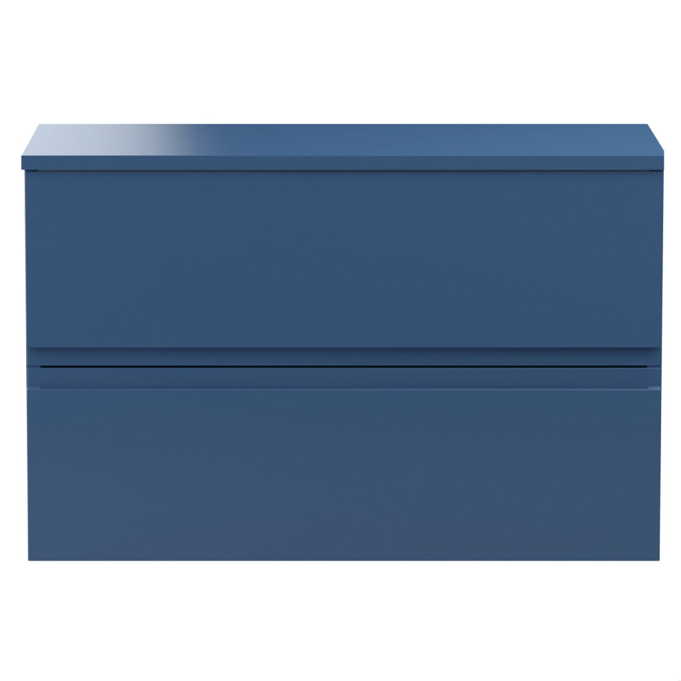 Balterley Mavesyn Contemporary Wall Hung Vanity Unit With Worktop, Dark 800Mm Blue