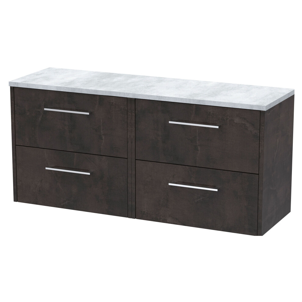 Balterley Winshill Contemporary 4 Drawer Wall Hung Vanity Unit With Laminate Worktop, Metallic Slate, 1200Mm Grey