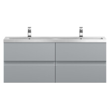 Mavesyn Contemporary 4 Drawer Wall Hung Vanity Unit with Basin, Satin Grey, 1200mm