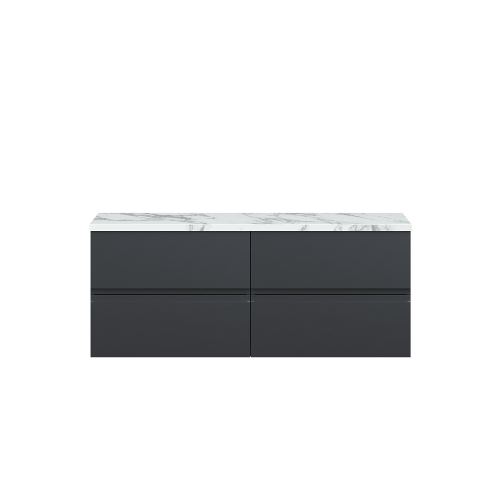 Balterley Mavesyn Contemporary 4 Drawer Wall Hung Vanity Unit With Laminate Worktop, Dark 1200Mm Grey