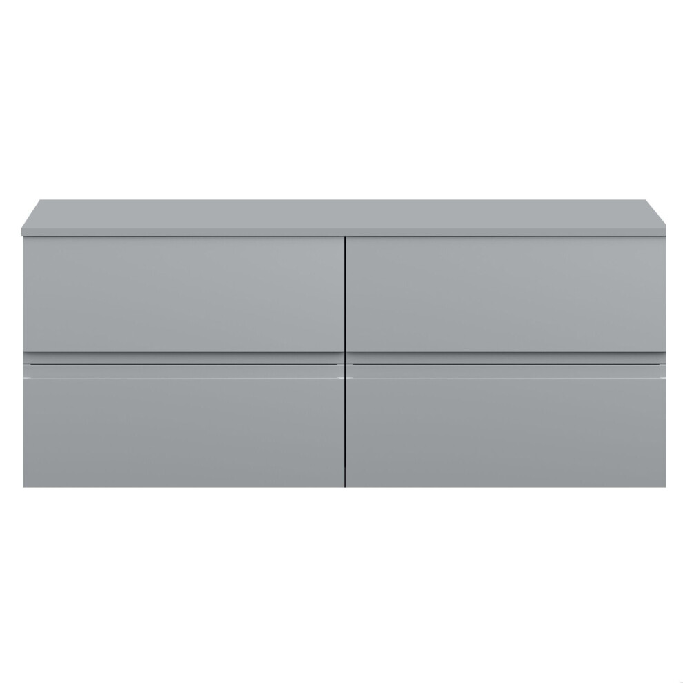Balterley Mavesyn Contemporary 4 Drawer Wall Hung Vanity Unit With Worktop, Satin 1200Mm Grey