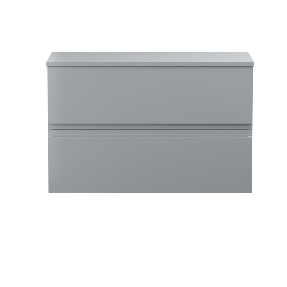 Balterley Mavesyn Contemporary 2 Drawer Wall Hung Vanity Unit With Worktop, Satin 800Mm Grey