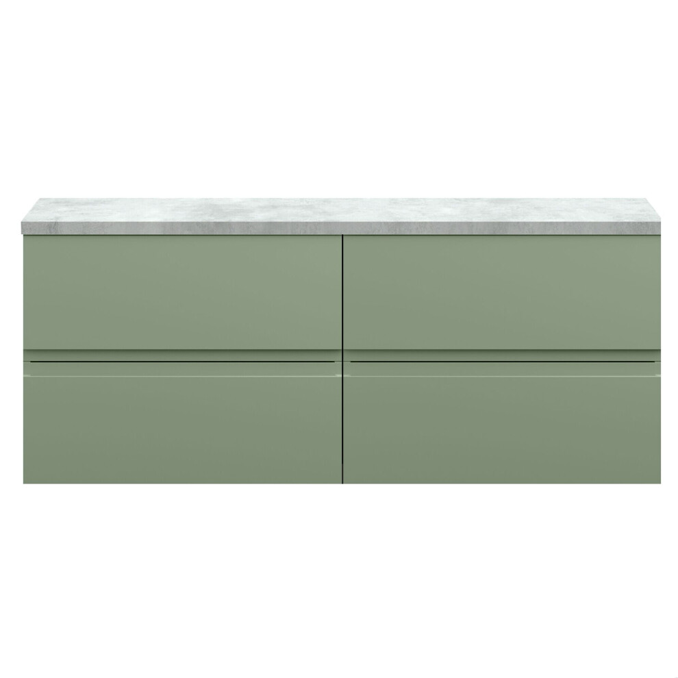Balterley Mavesyn Contemporary 4 Drawer Wall Hung Vanity Unit With Laminate Worktop, Satin 1200Mm Green