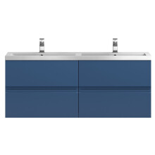 Mavesyn Contemporary 4 Drawer Wall Hung Vanity Unit with Basin, Dark Blue, 1200mm