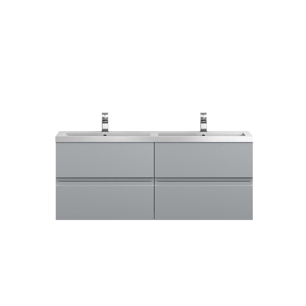 Balterley Mavesyn Contemporary 4 Drawer Wall Hung Vanity Unit With Basin, Satin 1200Mm Grey