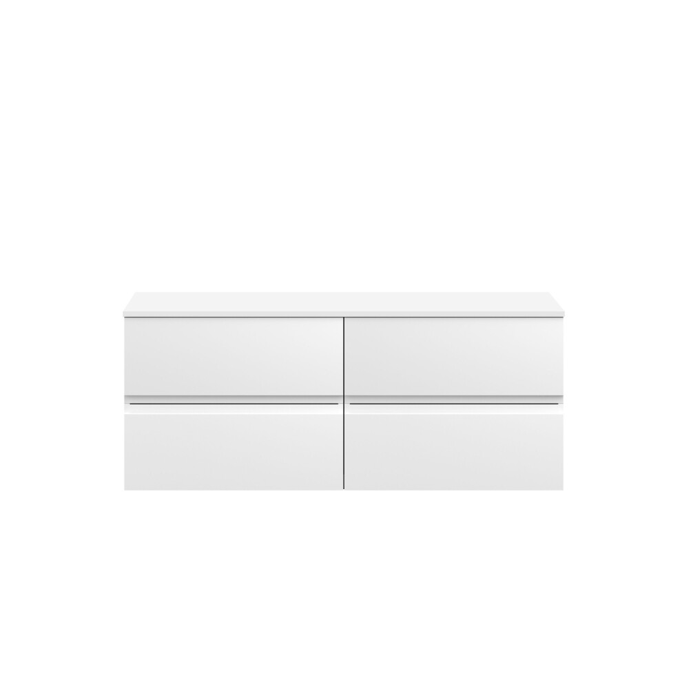 Balterley Mavesyn Contemporary 4 Drawer Wall Hung Vanity Unit With Worktop, Satin 1200Mm White