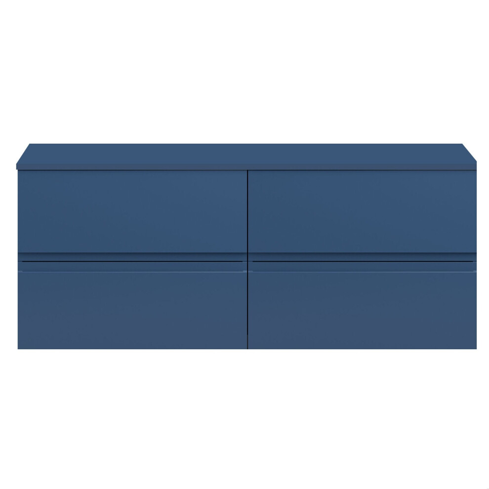 Balterley Mavesyn Contemporary 4 Drawer Wall Hung Vanity Unit With Worktop, Dark 1200Mm Blue