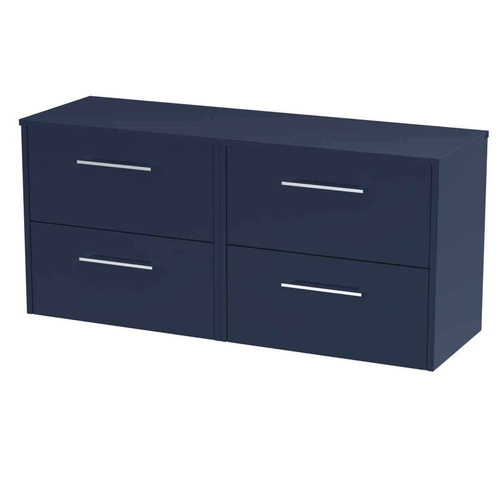 Balterley Winshill Contemporary 4 Drawer Wall Hung Vanity Unit With Worktop, 1200Mm Blue