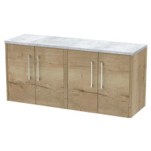Winshill Contemporary Wall Hung Vanity Unit with Laminate Worktop, Light Oak, 1200mm