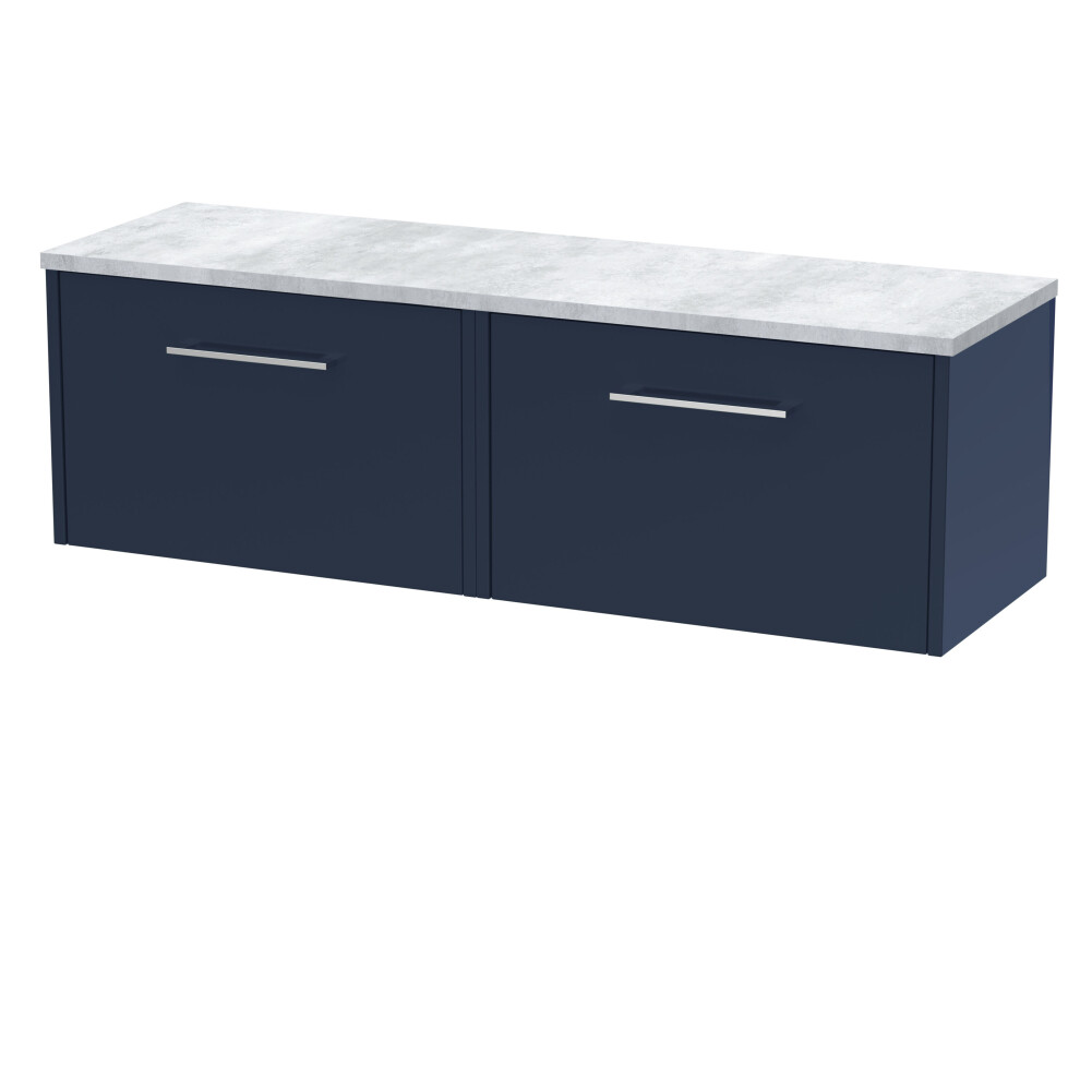 Balterley Winshill Contemporary 2 Drawer Wall Hung Vanity Unit With Laminate Worktop, Woodgrain Dark Grey, 1200Mm Blue,Grey