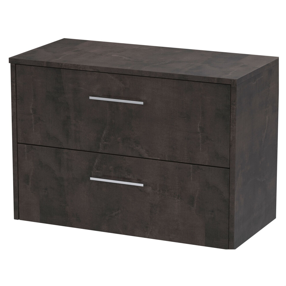 Balterley Winshill Contemporary 2 Drawer Wall Hung Vanity Unit With Worktop, 800Mm Grey