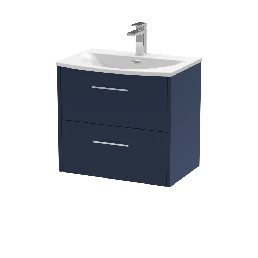 Balterley Winshill Contemporary 2 Drawer Wall Hung Vanity Unit With Curved Basin, Dark 600Mm Blue