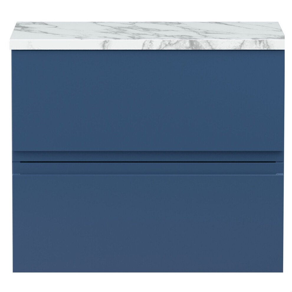 Balterley Mavesyn Contemporary 2 Drawer Wall Hung Vanity Unit With Laminate Worktop, Dark 600Mm Blue