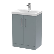 Winshill Contemporary 2 Door Floor Standing Vanity Unit with Thin Edge Basin, Grey, 600mm