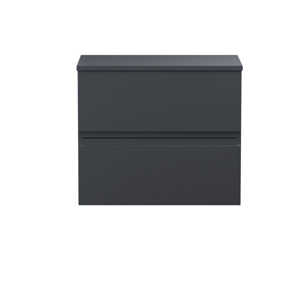Balterley Mavesyn Contemporary 2 Drawer Wall Hung Vanity Unit With Worktop, Dark 600Mm Grey