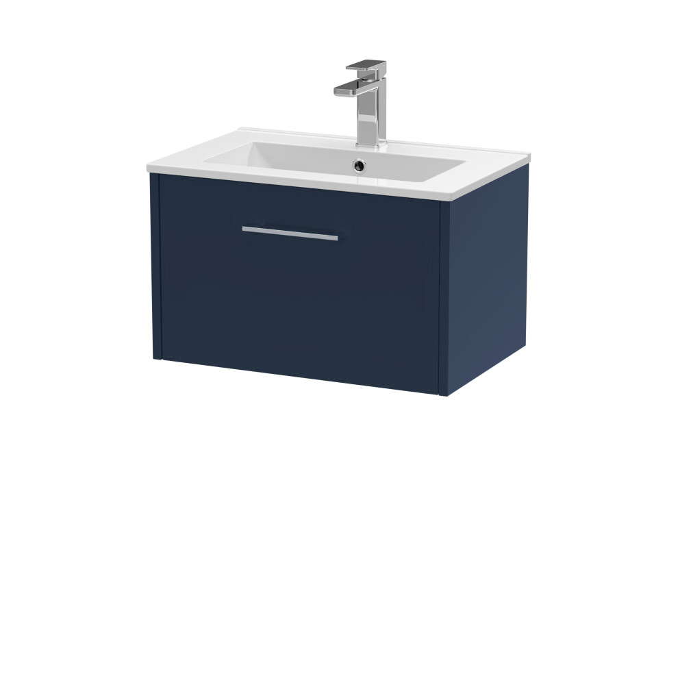 Balterley Winshill Contemporary 1 Drawer Wall Hung Vanity Unit With Minimalist Basin, Dark 600Mm Blue