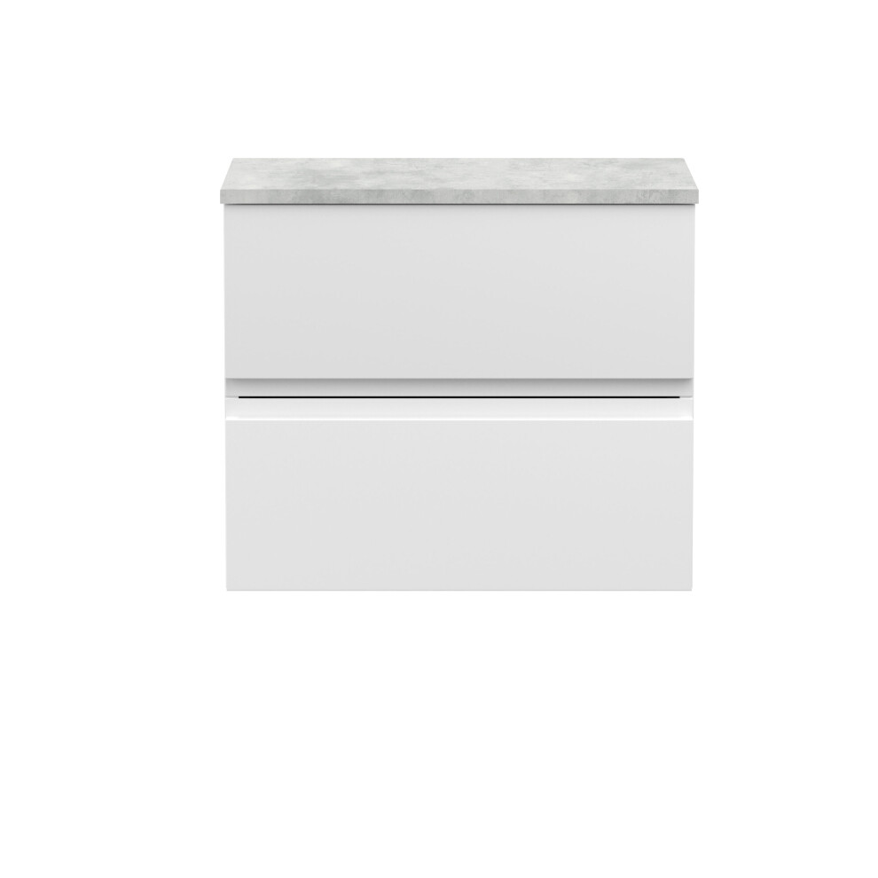 Balterley Mavesyn Contemporary 2 Drawer Wall Hung Vanity Unit With Laminate Worktop, Satin 600Mm White
