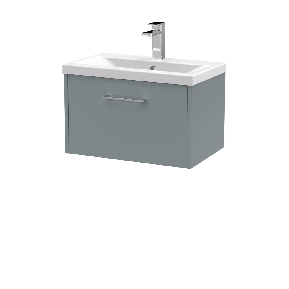 Balterley Winshill Contemporary 1 Drawer Wall Hung Vanity Unit With Mid-Edge Basin, Grey, 600Mm