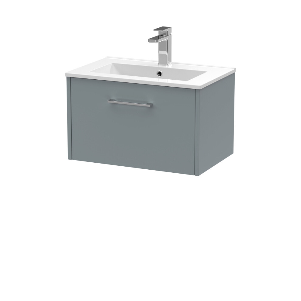 Balterley Winshill Contemporary 1 Drawer Wall Hung Vanity Unit With Minimalist Basin, 600Mm Grey
