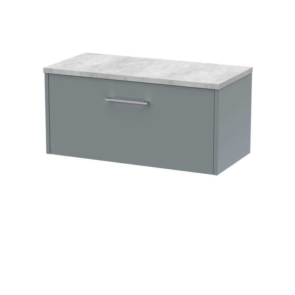Balterley Winshill Contemporary 1 Drawer Wall Hung Vanity Unit With Laminate Worktop, 800Mm Grey