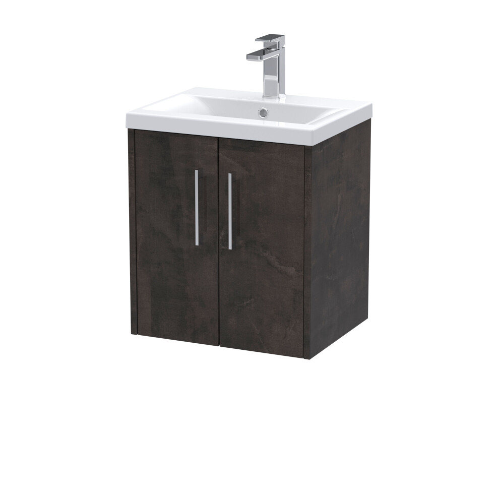 Balterley Winshill Contemporary 2 Door Wall Hung Vanity Unit With Mid-Edge Basin, Metallic Slate, 500Mm