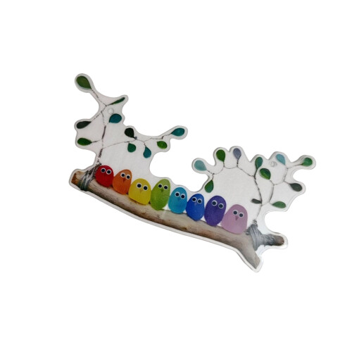 Handmade Colored Acrylic Bird Wall Hanging-8 rainbow birds