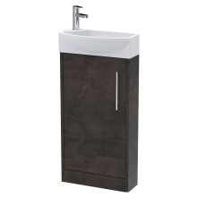 Winshill Contemporary 1 Door Right-Hand Floor Standing Cloakroom Vanity Unit with Basin, Metallic Slate, 440mm