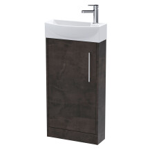 Winshill Contemporary 1 Door Left-Hand Floor Standing Cloakroom Vanity Unit with Basin, Metallic Slate, 440mm